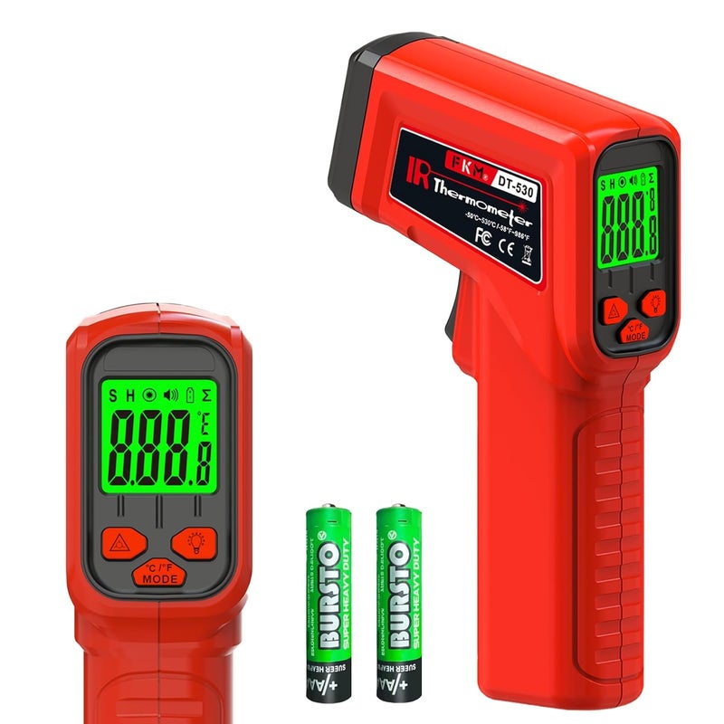 FKM Laser Thermometer Gun Non-Contact Infrared Temperature Gun,-58°F~986°F(-50°C~530°C) AdjustableEmissivity,Digital Thermometer Gun for Industrial,Kitchen Cooking,Oven,Automotive,HVAC,Not for Human - Image 1